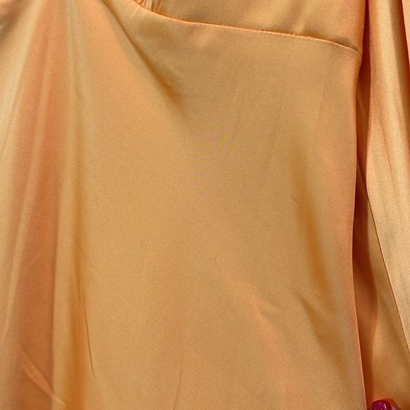 Ieena for Mac Duggal V-Neck Princess Bell Long Dress yellow gown plus size 14 - Picture 8 of 14